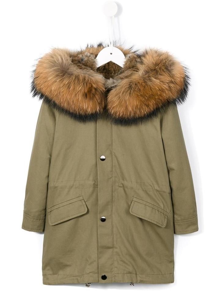Butka Fur Hooded Duffle Coat, Girl's, Size: 10 Yrs, Green