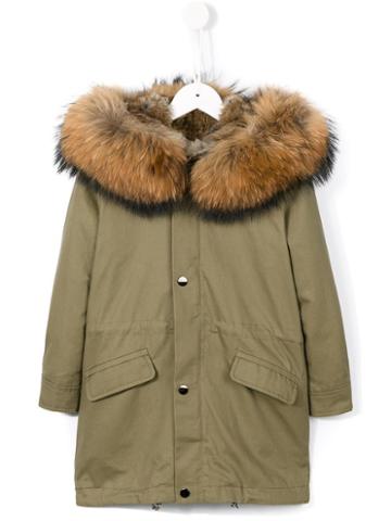 Butka Fur Hooded Duffle Coat, Girl's, Size: 10 Yrs, Green
