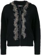 Jo No Fui Embellished Hooded Cardigan - Black