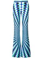 Mary Katrantzou - Checkerboard Flared Trousers - Women - Silk - 6, Blue, Silk