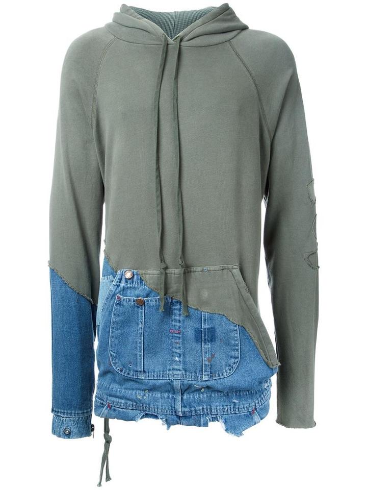 Patchwork Hoodie, Men's, Size: 2, Green, Cotton, Greg Lauren