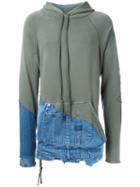 Patchwork Hoodie, Men's, Size: 2, Green, Cotton, Greg Lauren