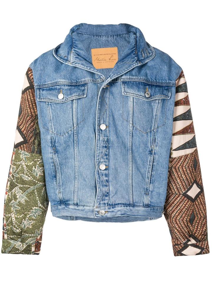 Martine Rose Contrasting Sleeve Denim Jacket - Blue