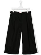 Msgm Kids Striped Wide Leg Trousers, Girl's, Size: 14 Yrs, Black