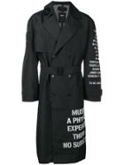 Yang Li Multi-phrase Printing Trenchcoat - Black