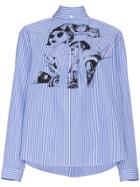 Prada Fiona Print Stripe Cotton Shirt - Blue
