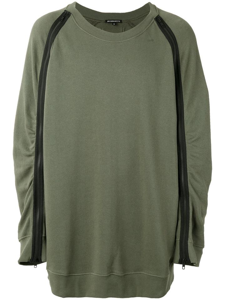 Ann Demeulemeester Zipped Sleeve Sweatshirt, Men's, Size: Medium, Green, Cotton