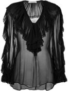 Philosophy Di Lorenzo Serafini Ruffle Blouse, Women's, Size: 42, Black, Silk