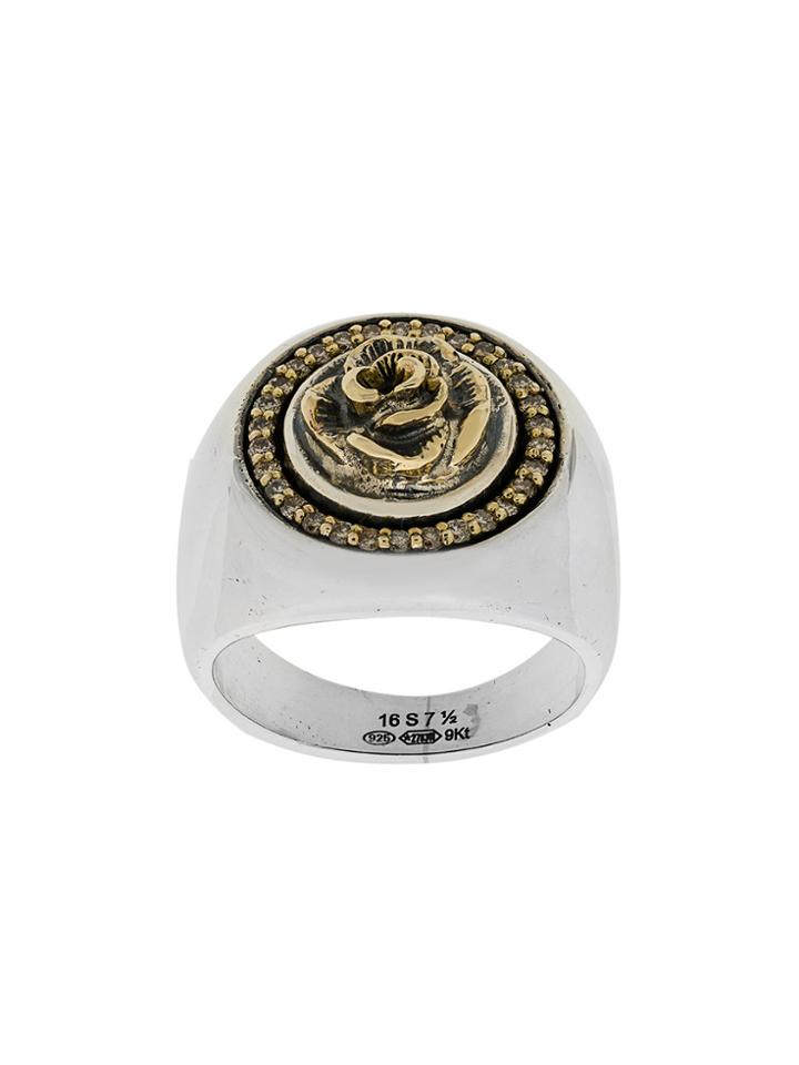 Ugo Cacciatori Rose Detail Ring - Metallic