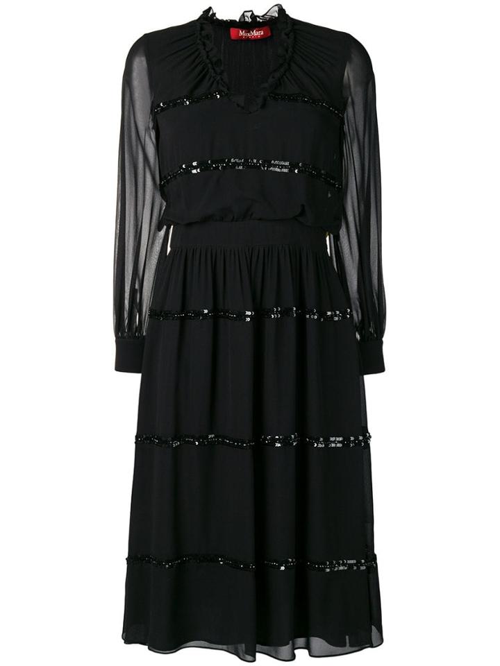 Max Mara Studio Sheer Construction Dress - Black