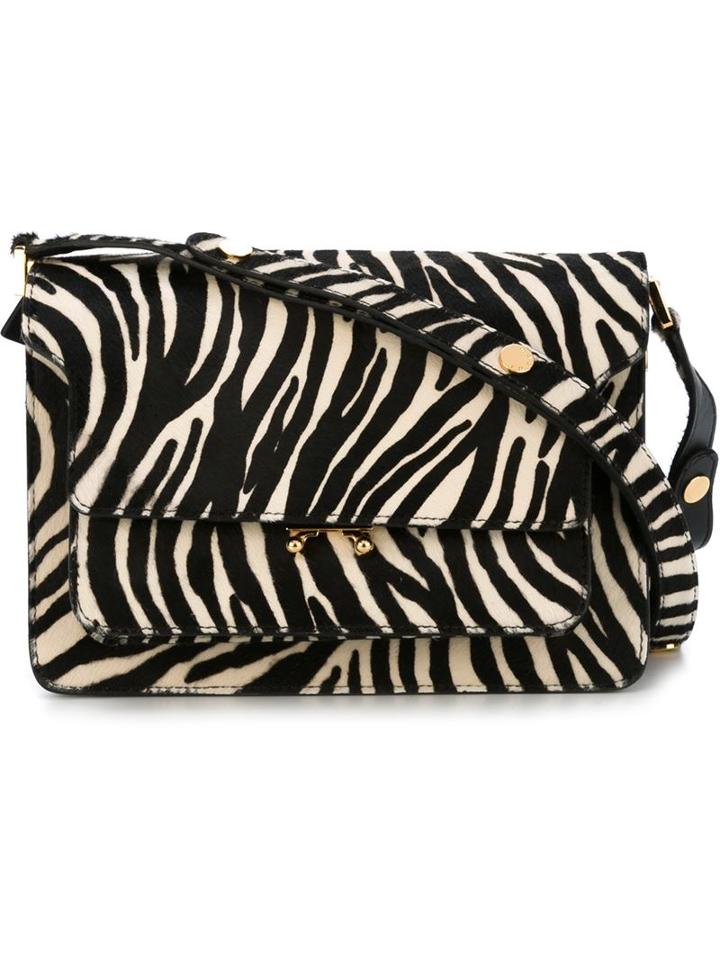 Marni 'metal Trunk' Zebra Shoulder Bag, Women's, Black