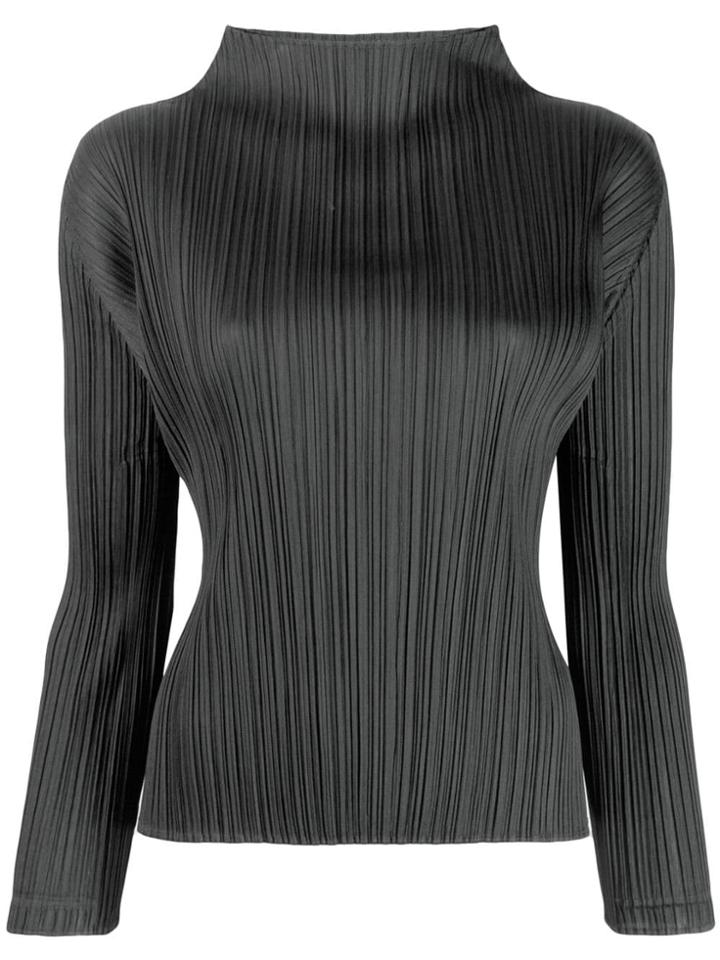 Pleats Please By Issey Miyake Plissé Satin Top - Black
