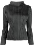 Pleats Please By Issey Miyake Plissé Satin Top - Black
