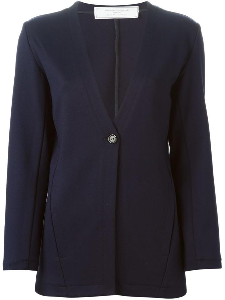 Société Anonyme Collarless Blazer, Women's, Size: M, Blue, Nylon/spandex/elastane/viscose