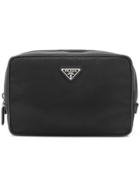 Prada Logo Plaque Makeup Bag - Black