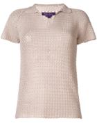 Ralph Lauren Short-sleeve Crochet Polo Top - Pink & Purple
