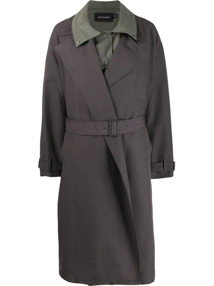 Low Classic Layered Trench Coat - Grey