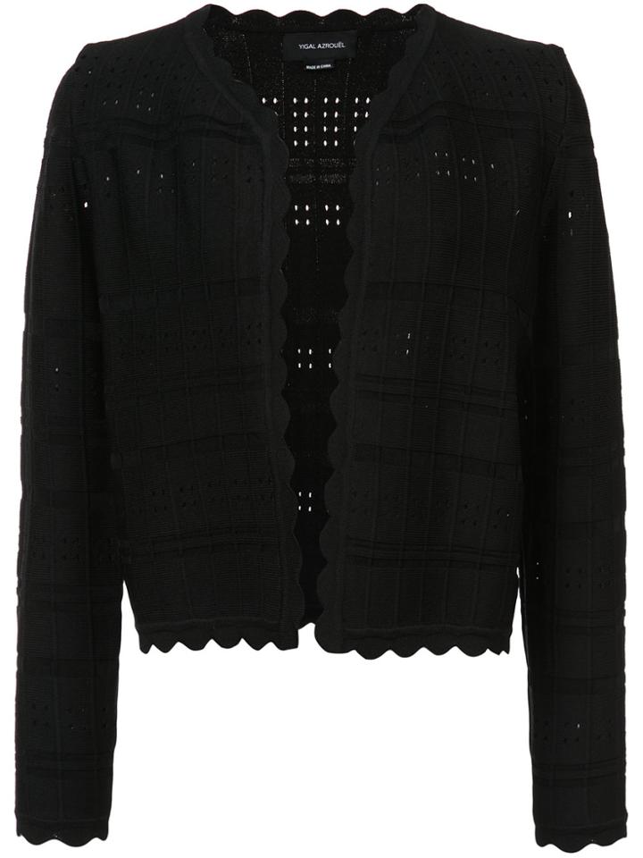 Yigal Azrouel Scallop Trim Cropped Cardigan - Black