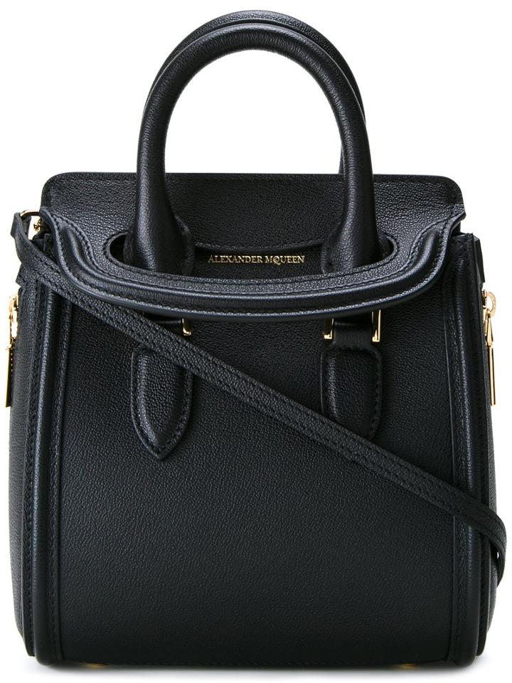 Alexander Mcqueen Mini Heroine Tite, Women's, Black, Calf Leather