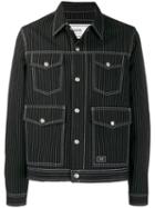 Ami Paris Woolen Pinstripe Jacket - Black