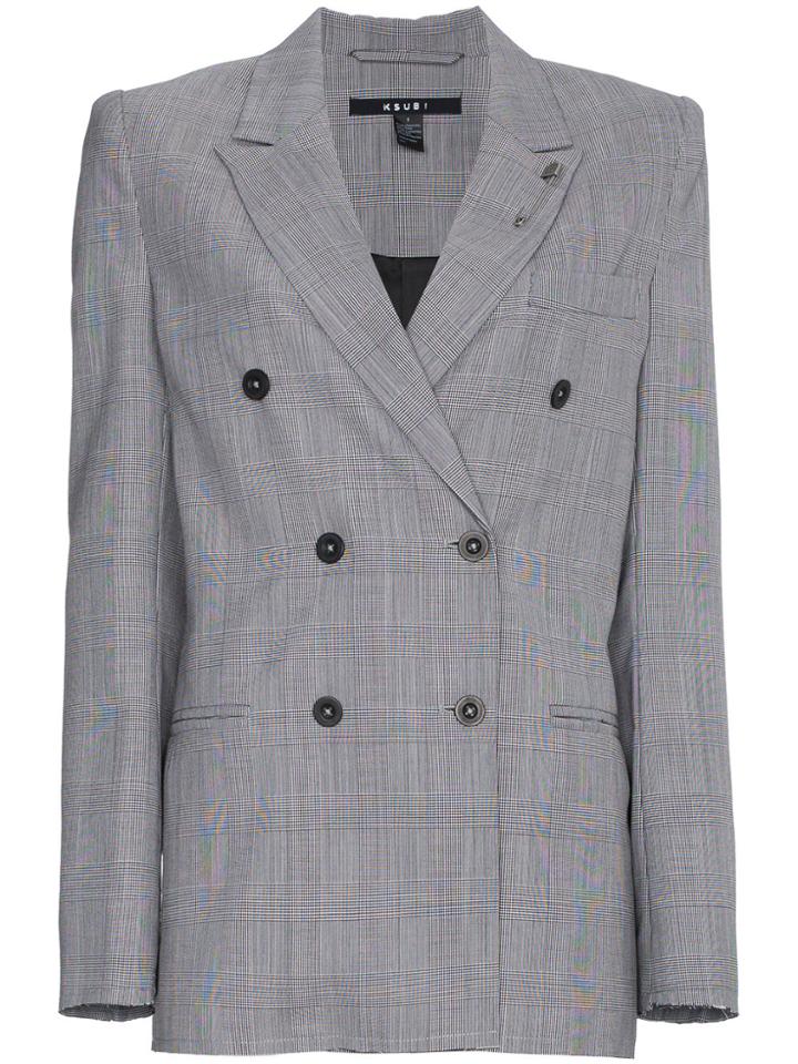 Ksubi Antidote Double Breasted Check Blazer - Grey