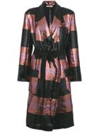 Odeeh Striped Sequin Coat - Black