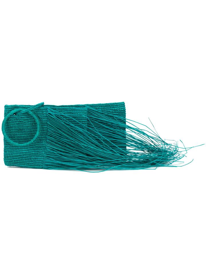 Sensi Studio Frayed Woven Clutch - Blue