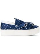 No21 Platform Abstract Bow Polka Dot Sneakers - Blue