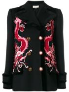 Gucci Dragon Embroidered Coat - Black