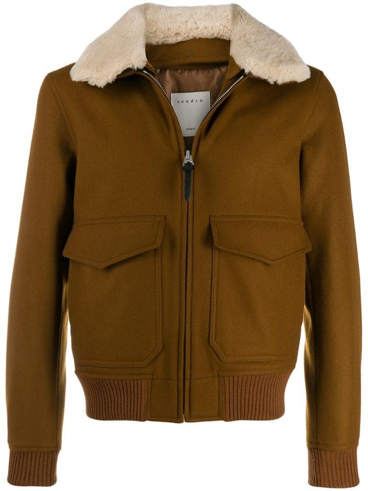 Sandro Paris Aviator Jacket - Brown