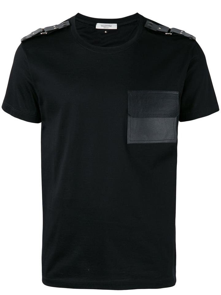 Valentino - Bondage Detailed T-shirt - Men - Cotton/leather - Xl, Black, Cotton/leather