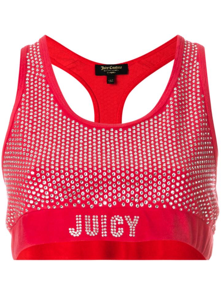 Juicy Couture Exclusive Swarovski Embellished Velour Crop Top - Red
