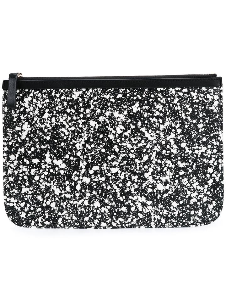 Pierre Hardy Splatter Print Zipped Clutch, Women's, Black, Calf Leather