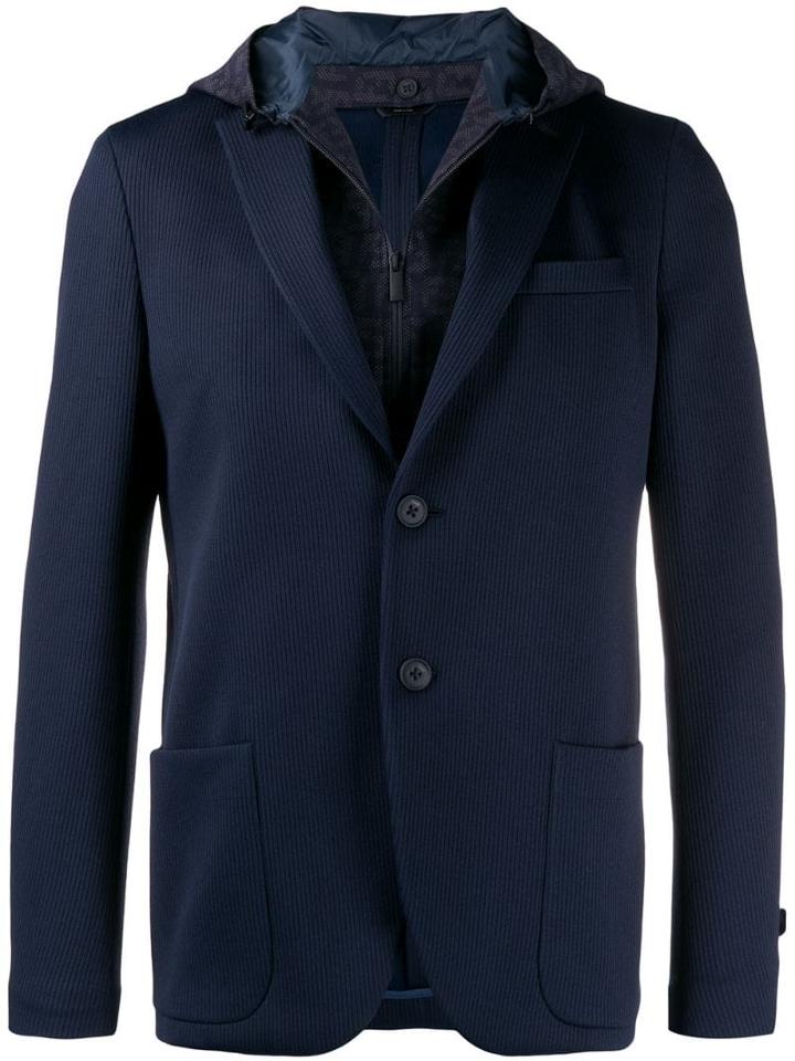 Fendi Hooded Jersey Blazer - Blue