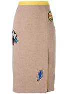 Iceberg Embellished Skirt, Women's, Size: 38, Brown, Cotton/wool/polyamide/polyester