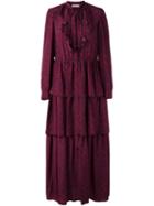 Sonia Rykiel 'faces' Print Ruffled Dress, Women's, Size: 38, Red, Silk