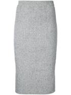 Estnation - Fitted Pencil Skirt - Women - Cotton - 38, Grey, Cotton