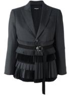 Dsquared2 Belted Ruched Waist Blazer, Women's, Size: 40, Grey, Silk/polyester/spandex/elastane/virgin Wool