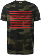 Moncler Red Stripe T-shirt, Men's, Size: Large, Green, Cotton