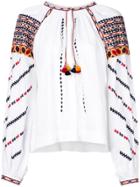 Vita Kin Pom Pom Embroidered Top - White