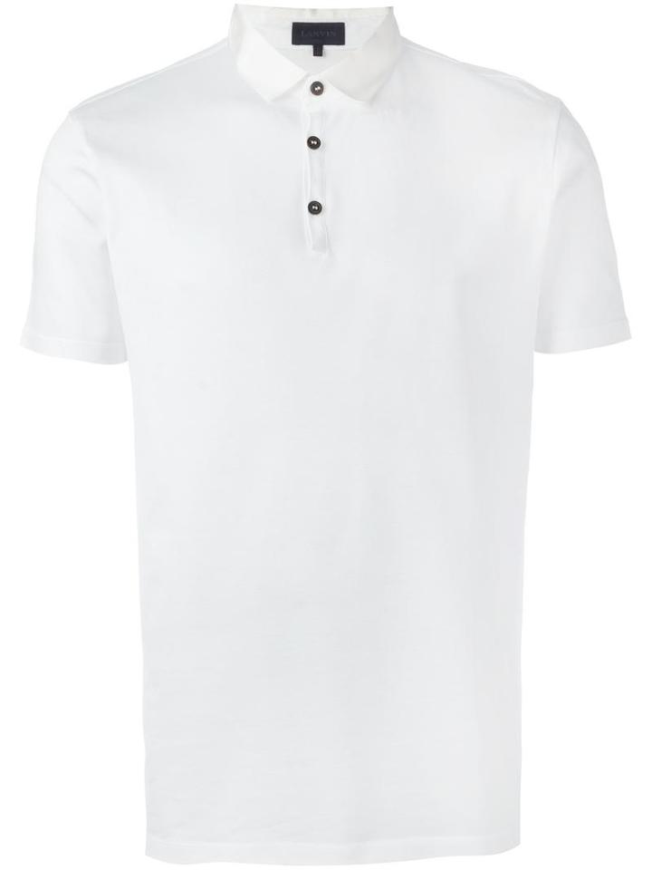 Lanvin Contrast Collar Polo Shirt, Men's, Size: Xxl, White, Cotton/viscose/polyester