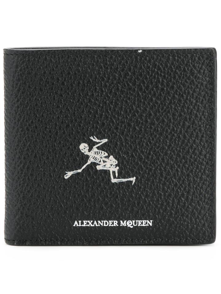 Alexander Mcqueen Dancing Skeleton Print Bi-fold Wallet - Black