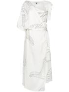 Krizia Asymmetric Printed Dress - White