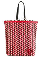 Emilio Pucci Geometric Pattern Frilled Shoulder Bag, Women's, Red, Leather