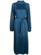 Rochas Belted Silk Dress - Blue
