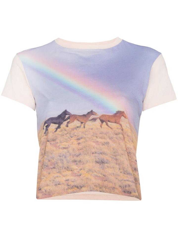 Re/done Crewneck Tee With Rainbow Print - Multicolour
