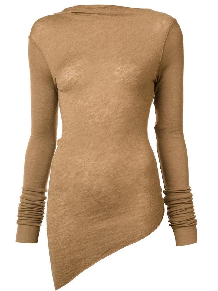 Rick Owens Lilies Asymmetric V Back Jumper, Women's, Size: 38, Brown, Cashmere/silk