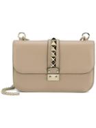 Valentino Valentino Garavani 'glam Lock' Shoulder Bag, Women's, Nude/neutrals, Leather/metal/cotton