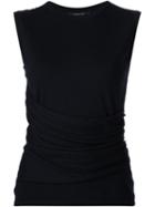 Derek Lam - Sleeveless Gathered Top With Side Detail - Women - Silk/cashmere - Xl, Blue, Silk/cashmere
