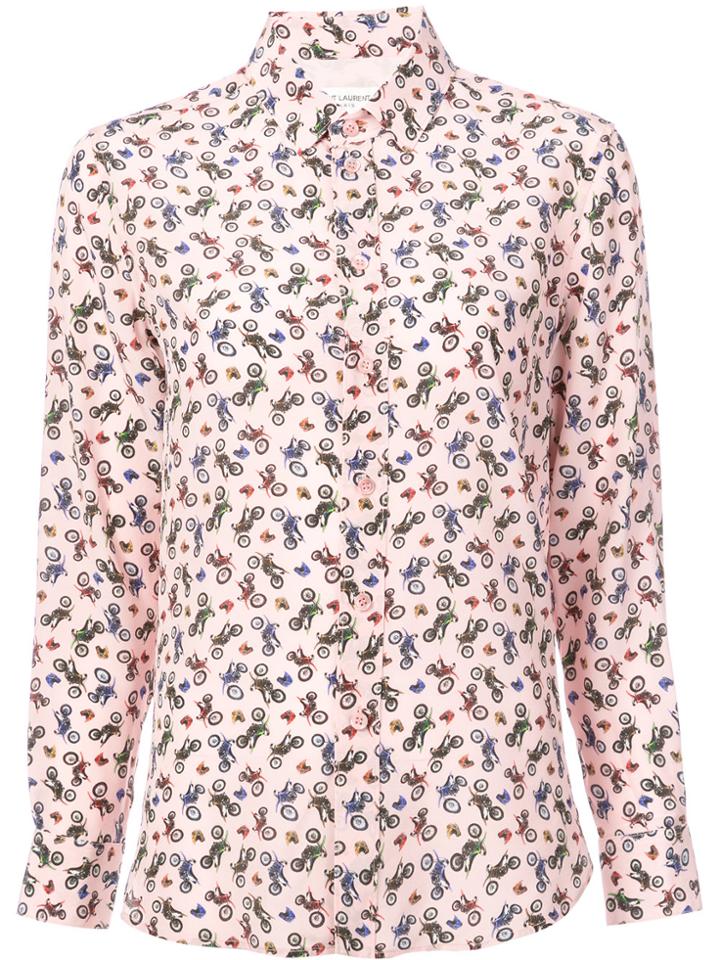 Saint Laurent Bike Print Shirt - Pink & Purple